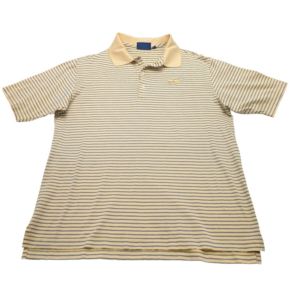 Bobby Jones Polo Shirt Men Medium Yellow Striped Short Sleeve Cotton Golf